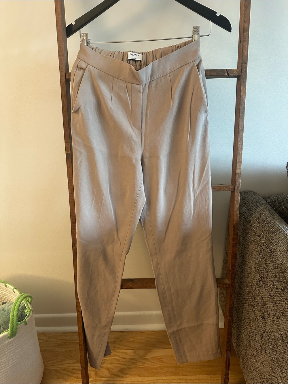 Babaton Taupe High-Waist Tapered Pants